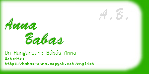 anna babas business card