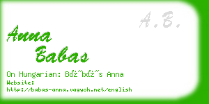 anna babas business card